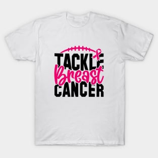 Tackle Breast Cancer Football Sport Awareness Support Pink Ribbon T-Shirt